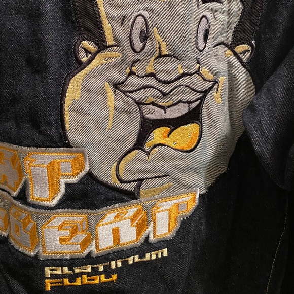 Fubu Fat AlBert Blue Long Sleeve Full Button up Pockets Vintage Denim Jacket - Picture 6 of 9